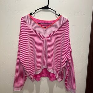 Pink and White Striped Sweater